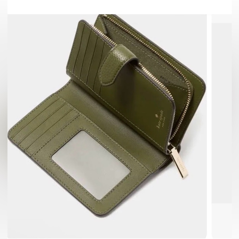 NWT Kate Spade Forest Olive Green Leather Wallet - Picture 2 of 6